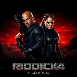 An intense teaser poster for RIDDICK 4: Furya, featuring Vin Diesel as Riddick and Katee Sackhoff alongside him