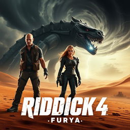An exciting teaser poster for RIDDICK 4: Furya, featuring Vin Diesel as Riddick and Katee Sackhoff alongside him