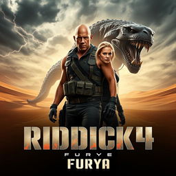 An exciting teaser poster for RIDDICK 4: Furya, featuring Vin Diesel as Riddick and Katee Sackhoff alongside him