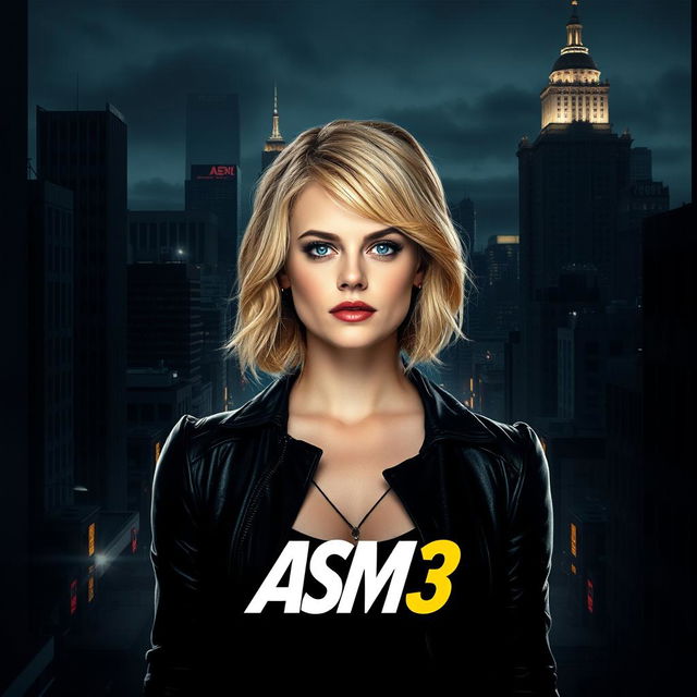 A captivating movie poster for 'ASM 3', featuring Emma Stone with striking blonde hair