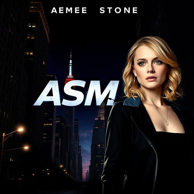 A thrilling movie poster for 'ASM 3', featuring Emma Stone with beautiful blonde hair