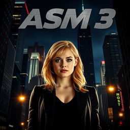 A thrilling movie poster for 'ASM 3', featuring Emma Stone with beautiful blonde hair