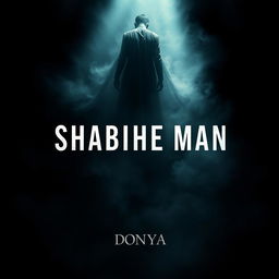 A striking movie poster for 'SHABIHE MAN', featuring a moody and dramatic design that evokes a sense of mystery and intrigue