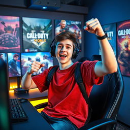 A victorious gamer celebrating a hard-fought win against a well-known YouTuber with over 4k subscribers in a competitive match in Call of Duty Mobile