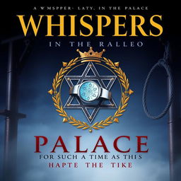 A striking book cover for a modern retelling of the biblical story of Esther, titled 'Whispers in the Palace: For Such a Time as This'