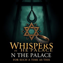An evocative book cover for 'Whispers in the Palace: For Such a Time as This', infused with a dark academia aesthetic