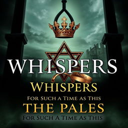 An evocative book cover for 'Whispers in the Palace: For Such a Time as This', infused with a dark academia aesthetic