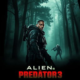 An electrifying teaser poster for Alien vs Predator 3, featuring Will Smith as the central hero