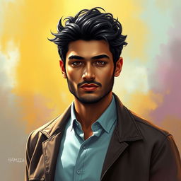 A striking and artistic portrait of a man named Hamza, showcasing his features and personality