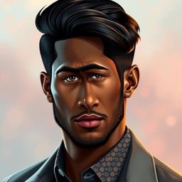A captivating and artistic portrait of a man named Hamza, featuring strong facial features and a confident demeanor