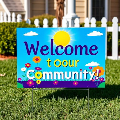 Vibrant Homeowners' Association Yard Sign Design: Welcome to Our Community!