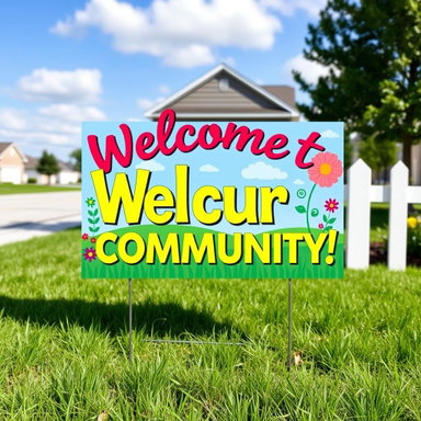 Vibrant Homeowners' Association Yard Sign Design: Welcome to Our Community!