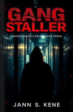 A gripping and intense book cover design for the thriller titled 'Gang Stalker'