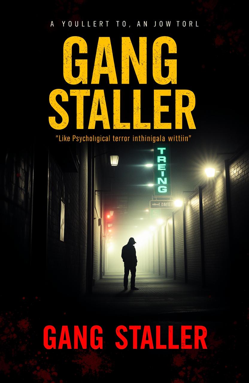 A gripping and intense book cover design for the thriller titled 'Gang Stalker'