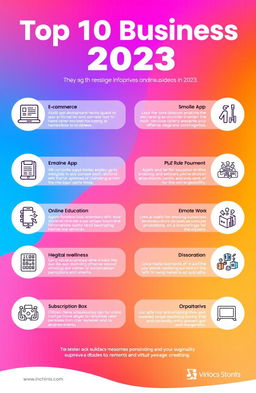 A visually appealing infographic showcasing the top 10 business ideas in 2023