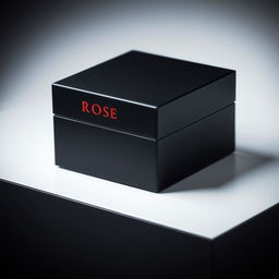A sleek black watch box featuring a bold red logo that reads 'ROSE BEE' in an elegant font