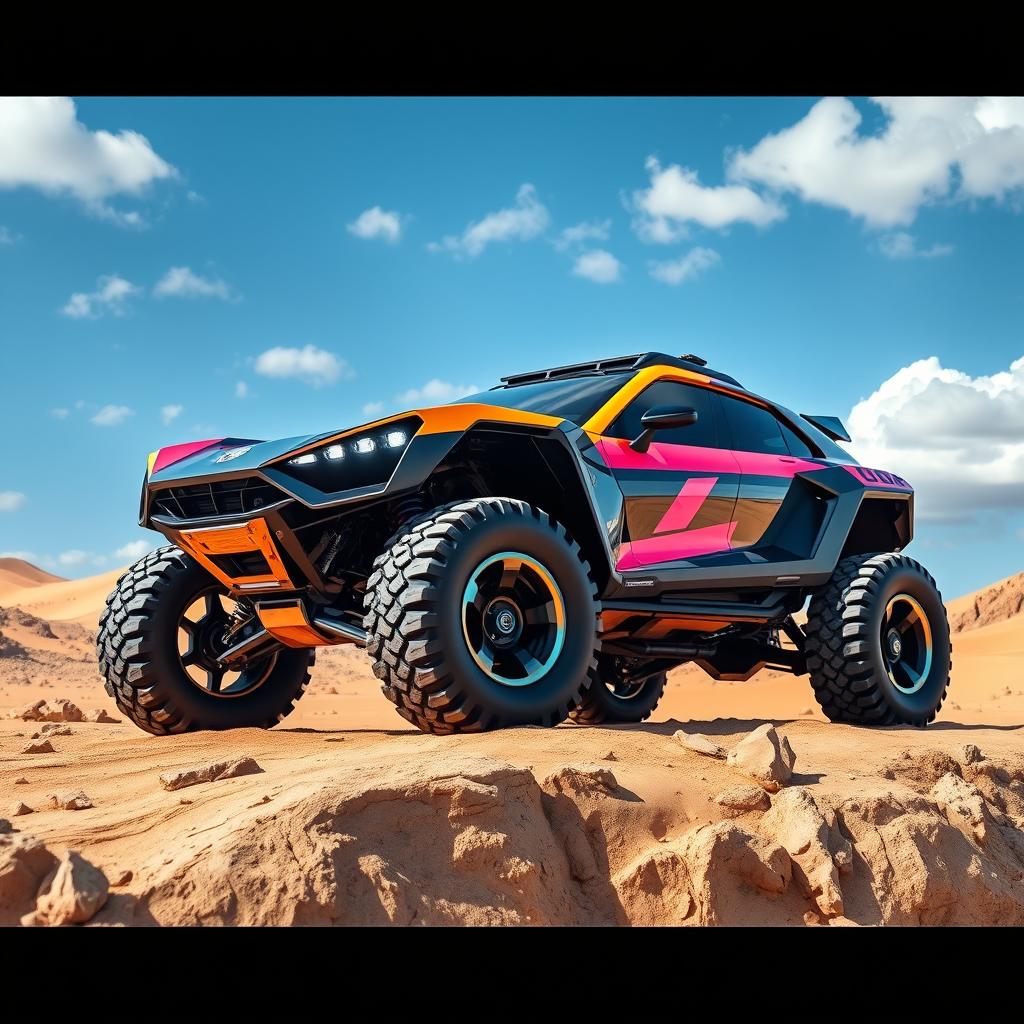 A futuristic concept car inspired by Porsche, designed for off-road adventures