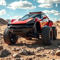 A futuristic concept car inspired by Porsche, designed for off-road adventures