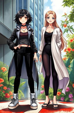 An illustration depicting two sisters with contrasting personalities, symbolically represented by their clothing and demeanor