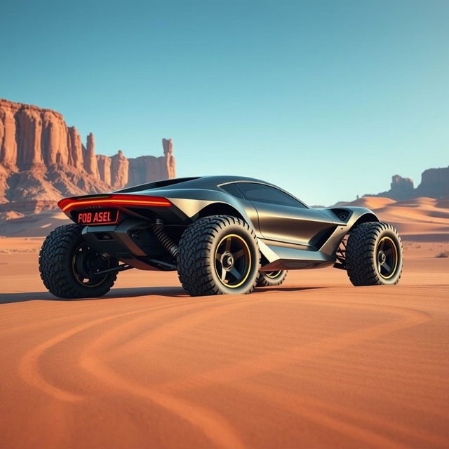 A futuristic concept car inspired by Porsche, specifically designed for off-road terrains