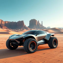 A futuristic concept car inspired by Porsche, specifically designed for off-road terrains