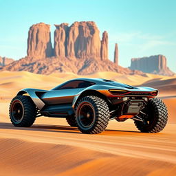 A futuristic concept car inspired by Porsche, specifically designed for off-road terrains