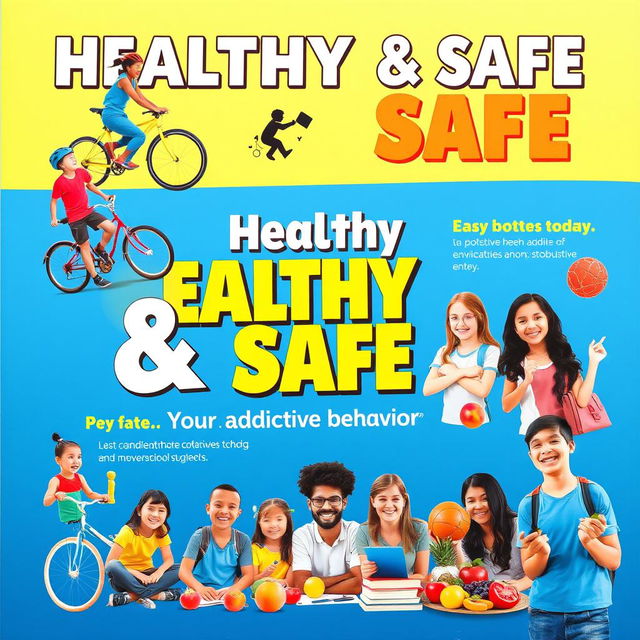 A vibrant and engaging poster promoting a healthy and safe lifestyle aimed at preventing addictive behaviors among school students