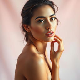 A highly artistic and tasteful portrait of a beautiful woman with features resembling Georgina Rodriguez