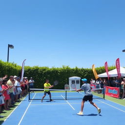 A vibrant scene showcasing a lively padel tournament