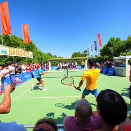 A vibrant scene showcasing a lively padel tournament