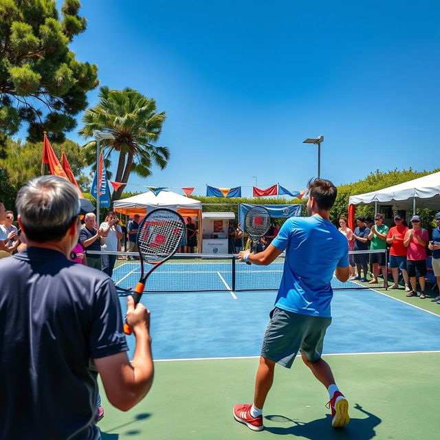 A vibrant scene showcasing a lively padel tournament