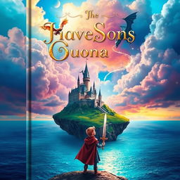 A stunning and imaginative book cover featuring a mythical landscape