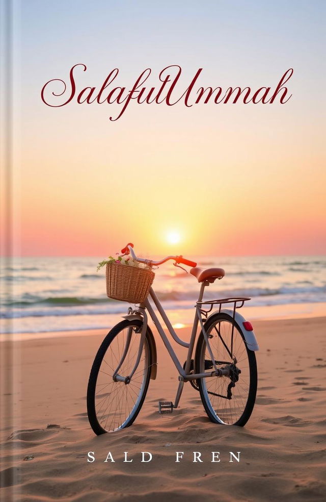 A serene book cover featuring a vintage bicycle positioned on a sandy beach during the early evening