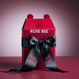 A maroon cartoon-style box prominently featuring a maroon text logo that reads 'ROSE BEE'
