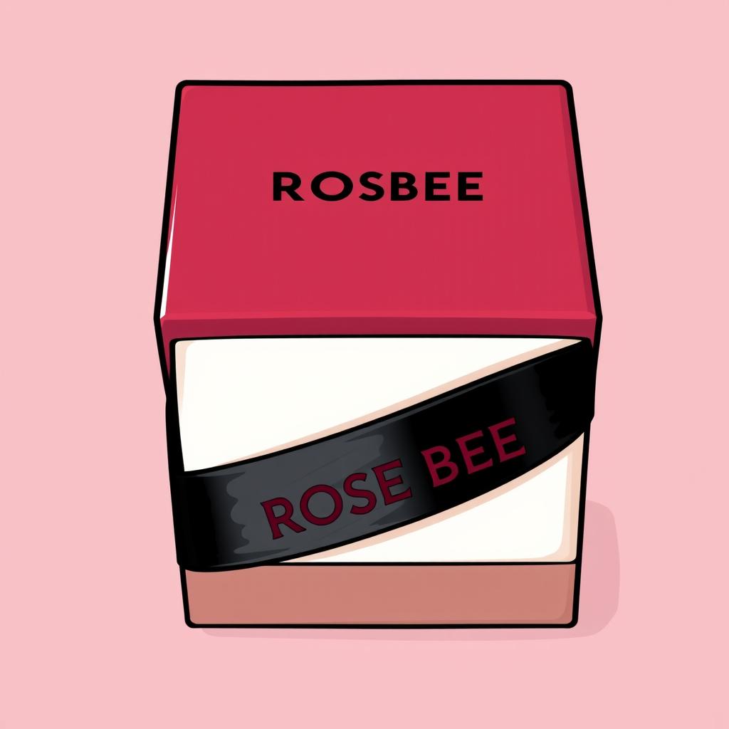 A maroon cartoon-style watch box prominently featuring a bold black text logo that reads 'ROSE BEE'