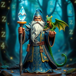 A fantasy-themed RPG figure designed for Dungeons & Dragons gameplay, showcasing a powerful wizard