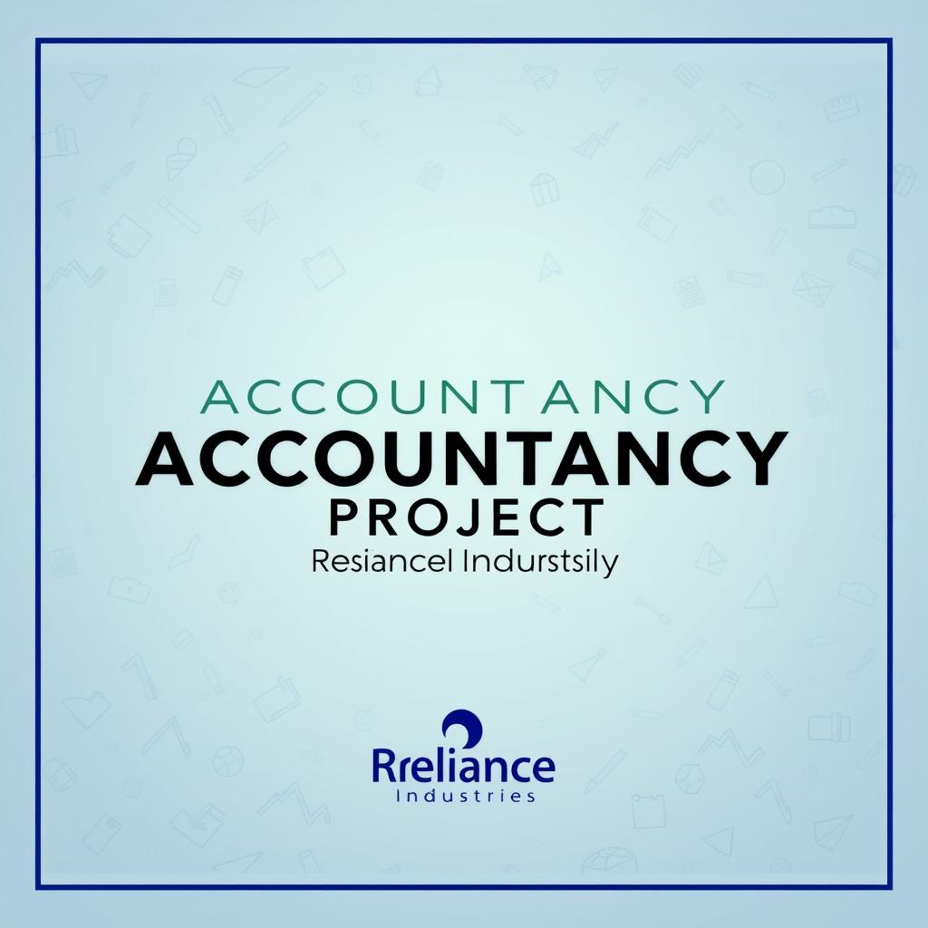 A professional and visually engaging cover page design for an accountancy project titled 'ACCOUNTANCY PROJECT - Reliance Industries'