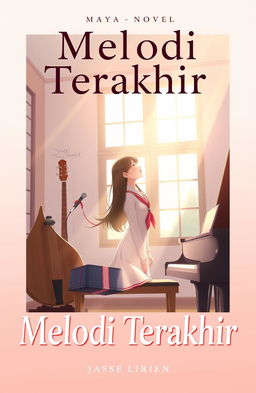 A captivating book cover for a novel titled 'Melodi Terakhir'