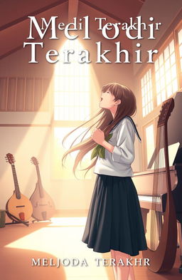 A captivating book cover for a novel titled 'Melodi Terakhir'