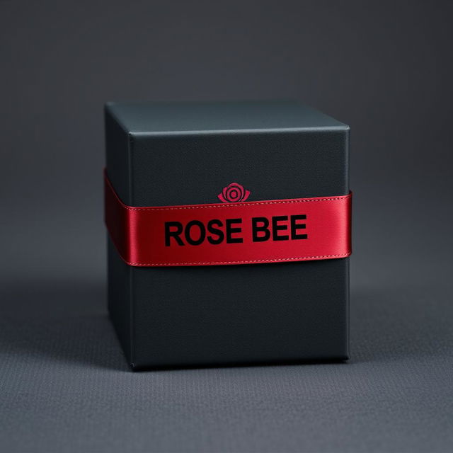 A black cartoon-style watch box featuring a prominent maroon text logo that reads 'ROSE BEE'