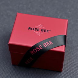 A maroon cartoon-style watch box featuring a bold black logo that reads 'ROSE BEE'