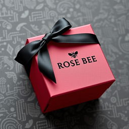 A burgundy cartoon-style watch box prominently featuring a black logo that reads 'ROSE BEE'