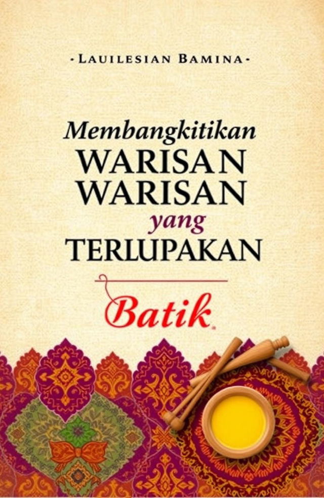 A captivating book cover design titled 'Membangkitkan Warisan yang Terlupakan (Batik)'