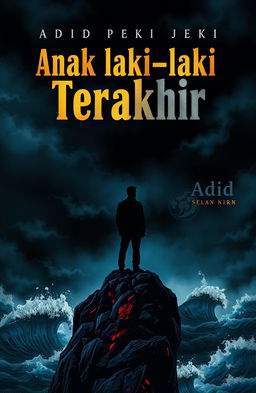 An intriguing book cover design for a novel titled 'Anak laki-laki Terakhir' by Adid