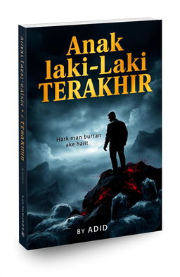 An intriguing book cover design for a novel titled 'Anak laki-laki Terakhir' by Adid