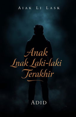 A captivating and dark book cover design for a novel titled "Anak Laki-laki Terakhir" by Adid