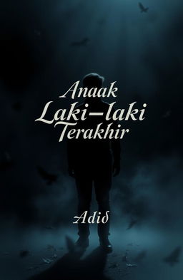A captivating and dark book cover design for a novel titled "Anak Laki-laki Terakhir" by Adid