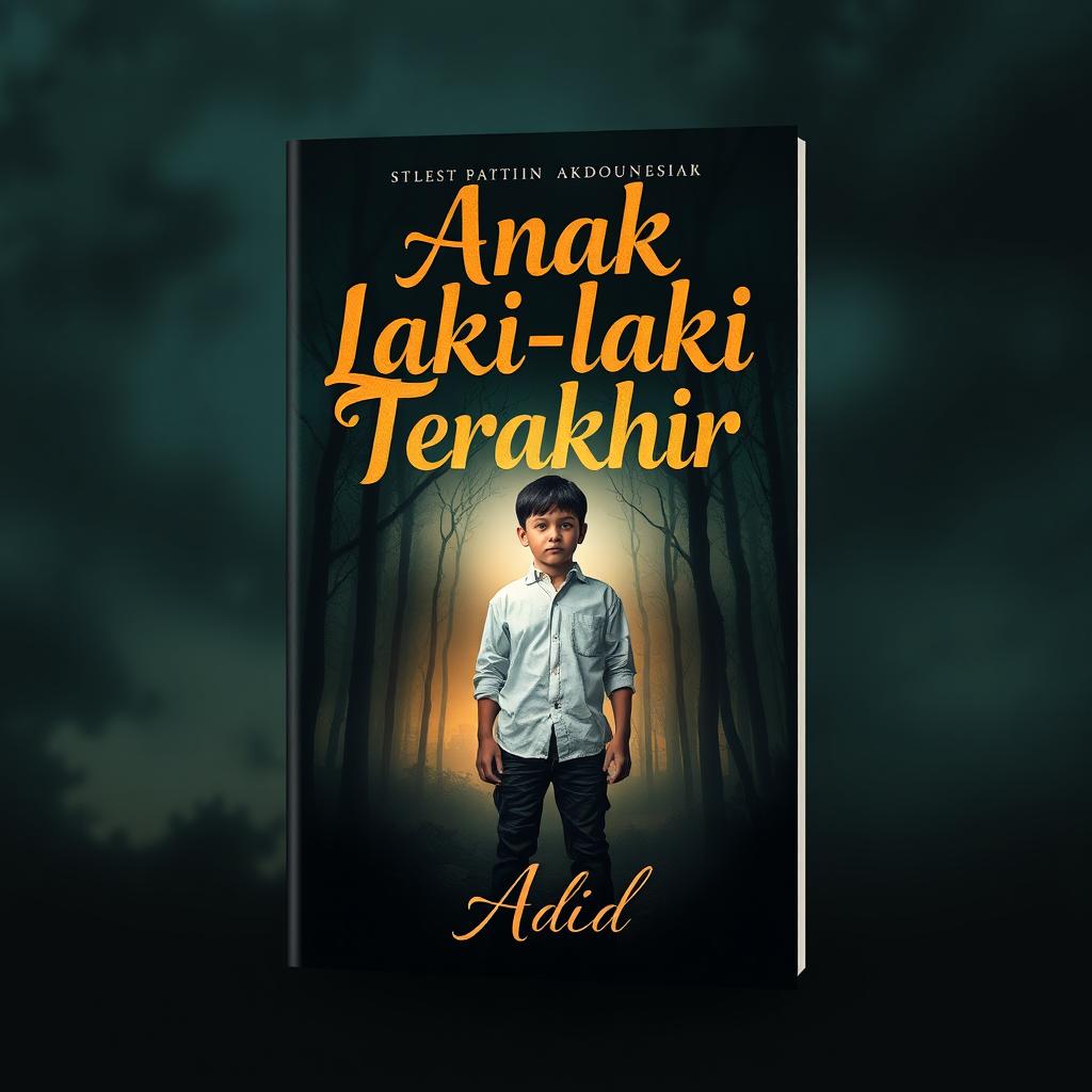 A captivating book cover design for a novel titled "Anak Laki-laki Terakhir" by Adid