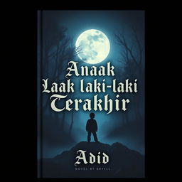 A captivating and dark book cover design for a novel titled 'Anak Laki-laki Terakhir' by Adid