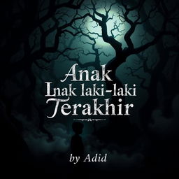 An intriguing dark design theme for a novel titled 'Anak Laki-laki Terakhir' by Adid